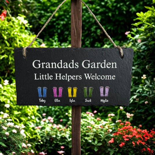 Personalised Slate Wellie Boot Family Garden Sign