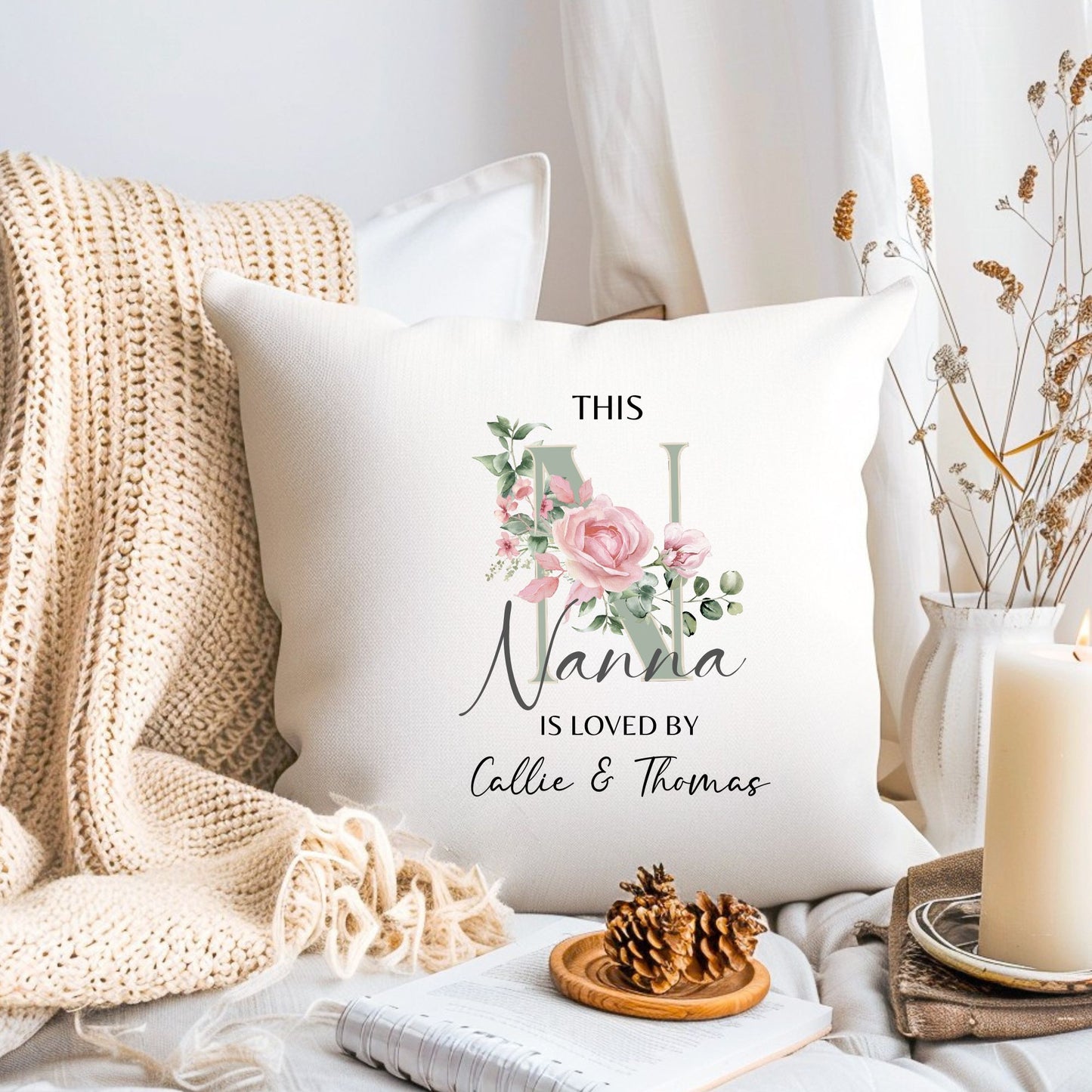 Floral Initial Cushion