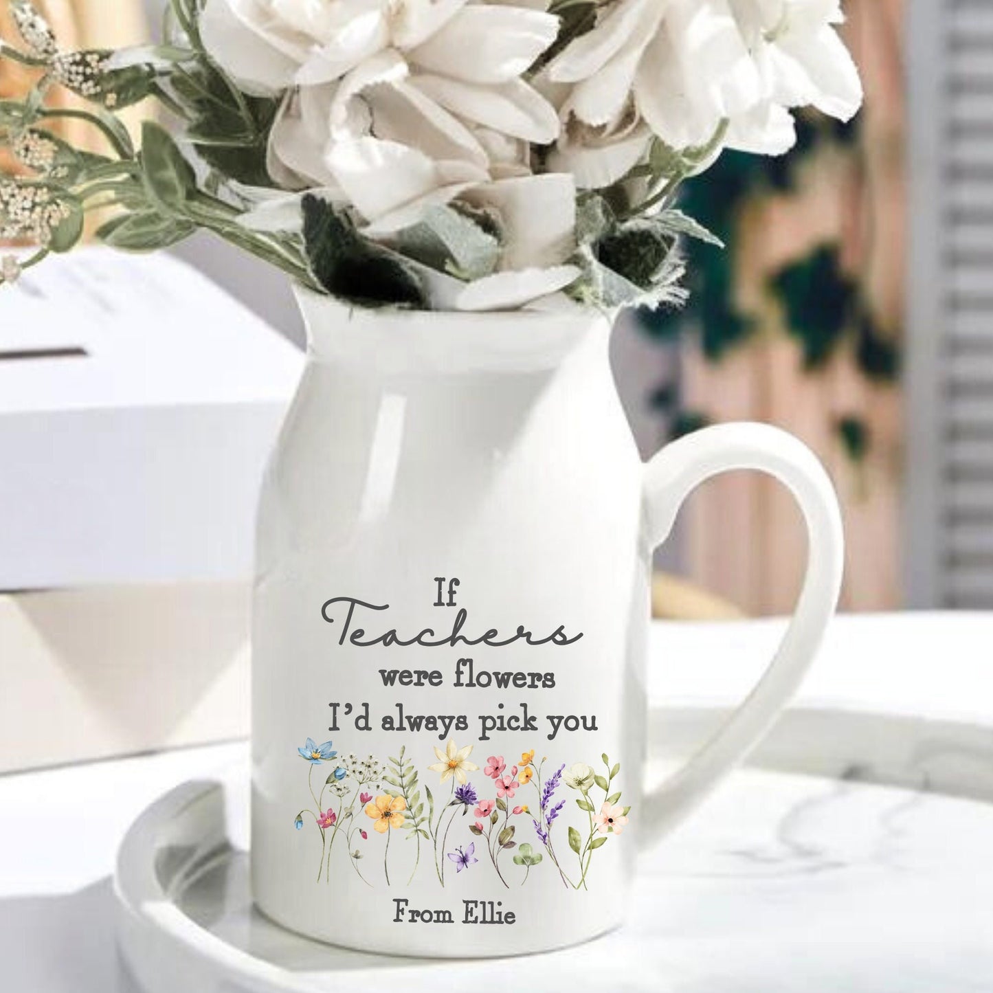 If Teachers were flowers If Pick you, vase personalised, gift for teachers, Personalised gift for teachers, thank you teacher