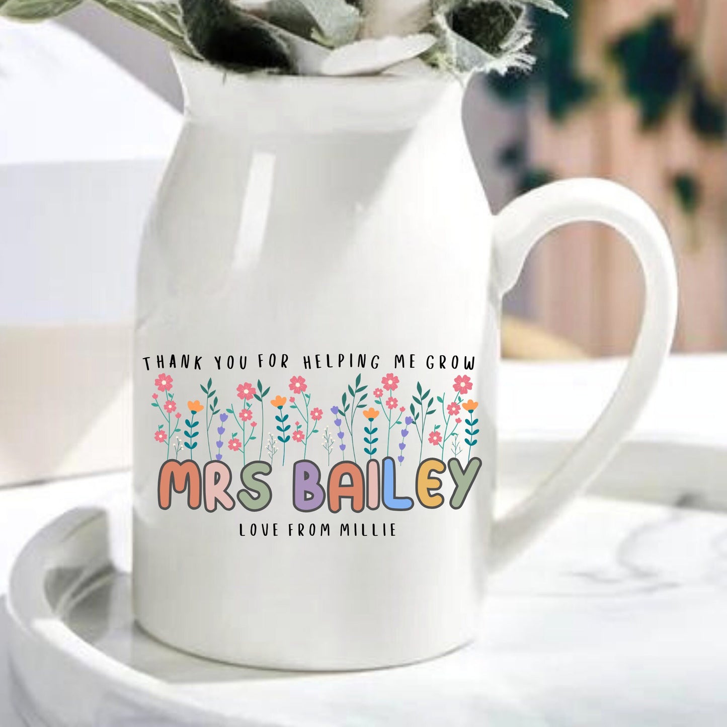Thank You For Helping Me Grow - Teacher / Nursery Vase
