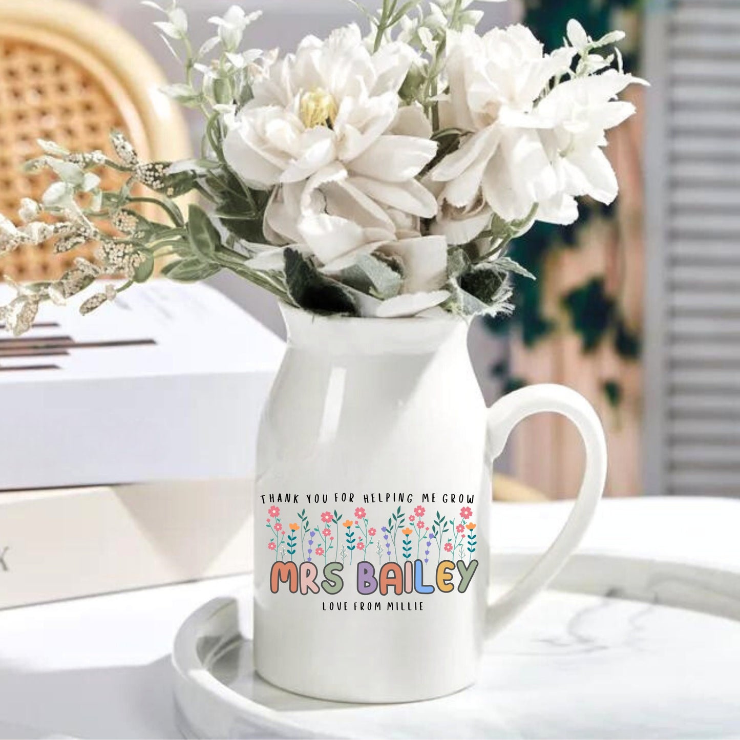 Thank You For Helping Me Grow - Teacher / Nursery Vase
