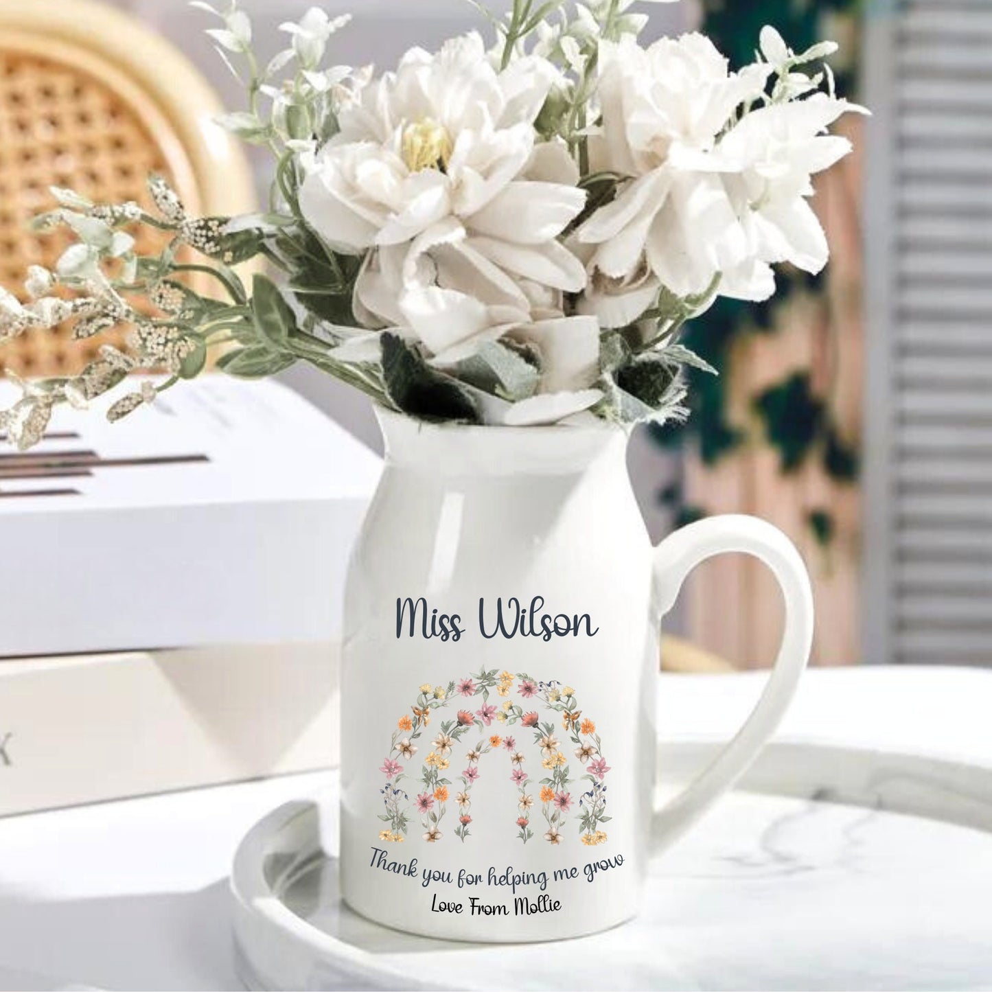 Floral Rainbow Teacher Vase
