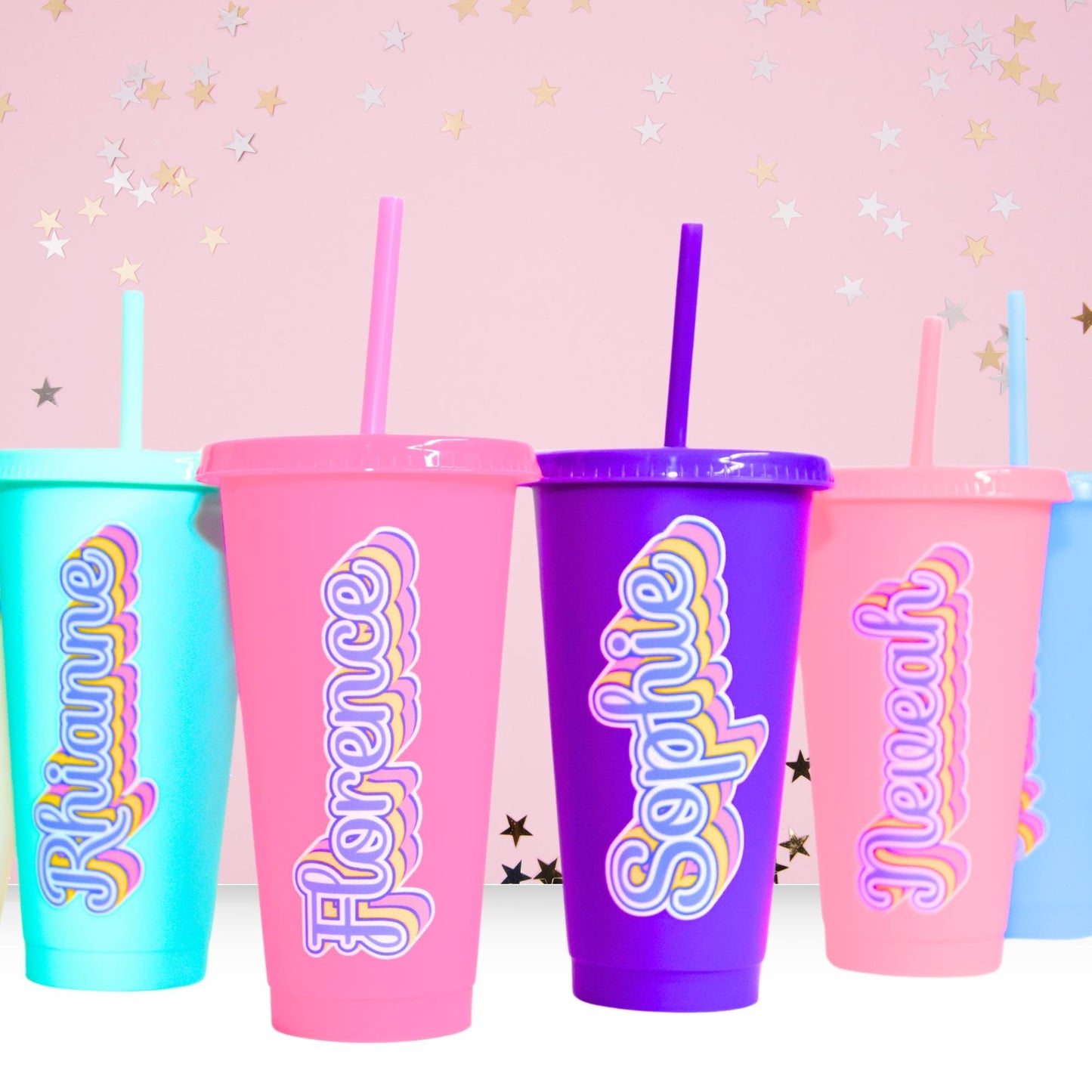 girls party cups, party cups with names Teenage girls party favours, teenage girls gifts, teenage girls sleepover cups, cold cups with straw, personalised cold cup, girls gifts for friend, beautiful colourful cold cups, starbucks cup