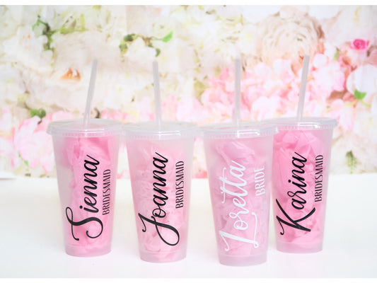 hen party cups, hen party cold cups, personalised hen party cups, bridesmaid cup with name, hen party favours,