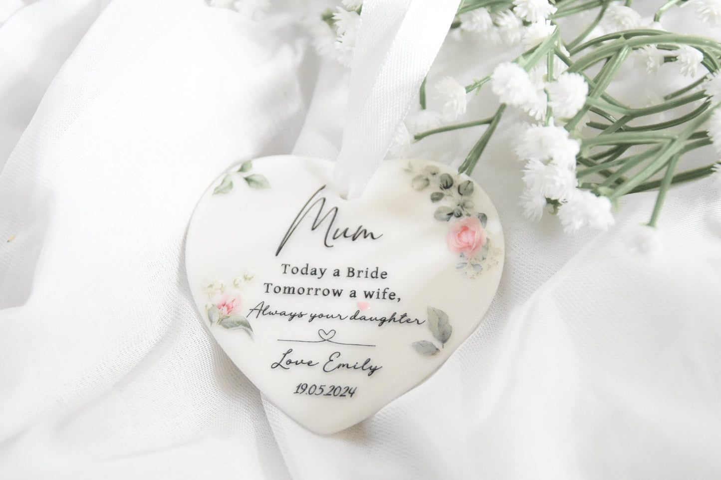 Mother of the Bride Ornament -"Today a Bride, Tomorrow a Wife, Forever Your Daughter"