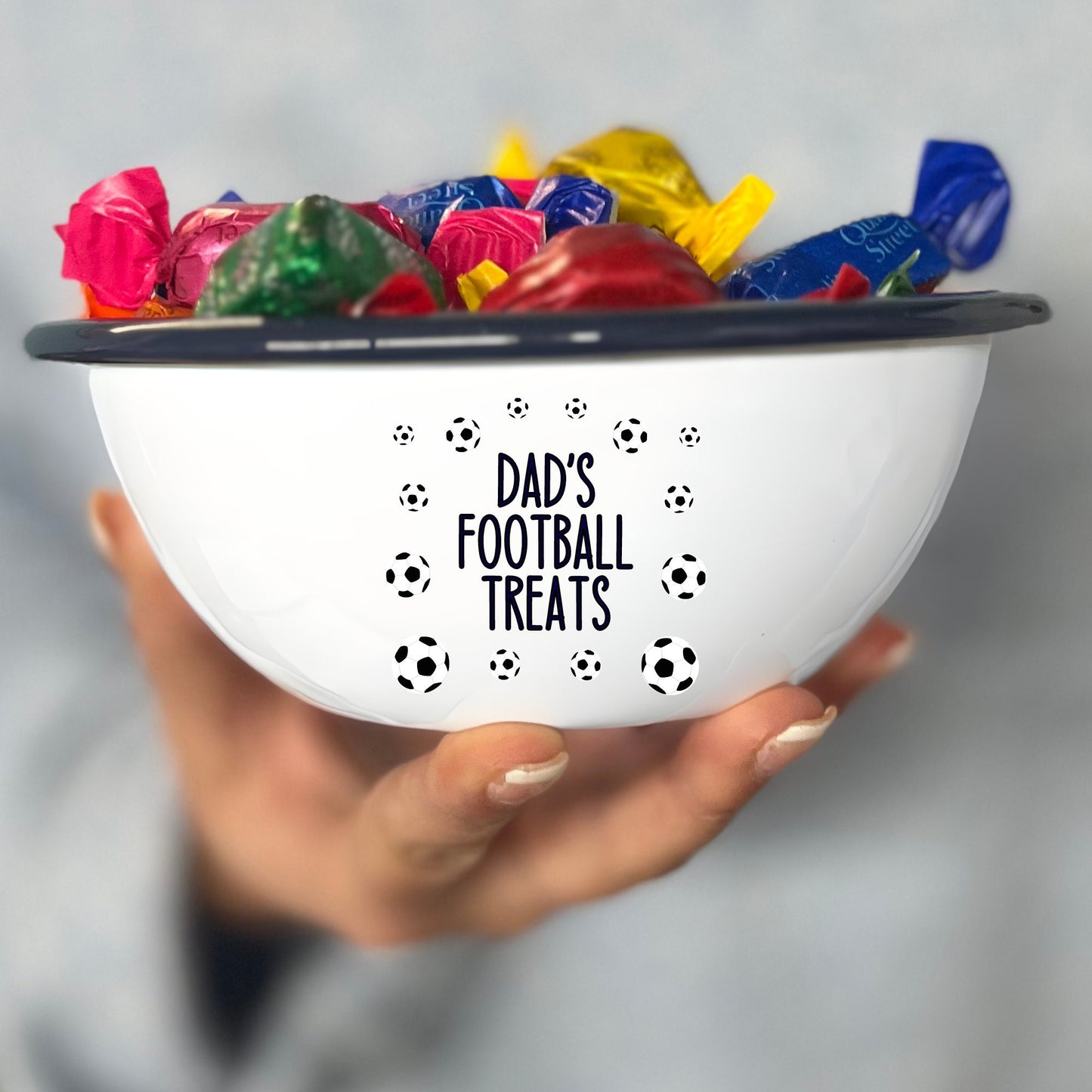 Dad's Football Treats Enamel Snack Bowl