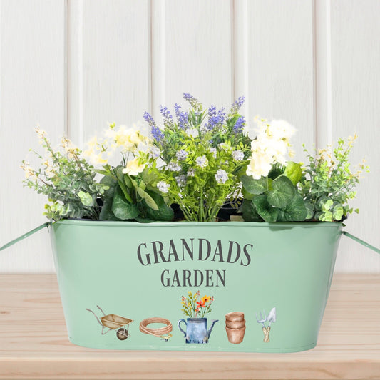 grandads garden, metal flower planter, fathers day gift for grandad