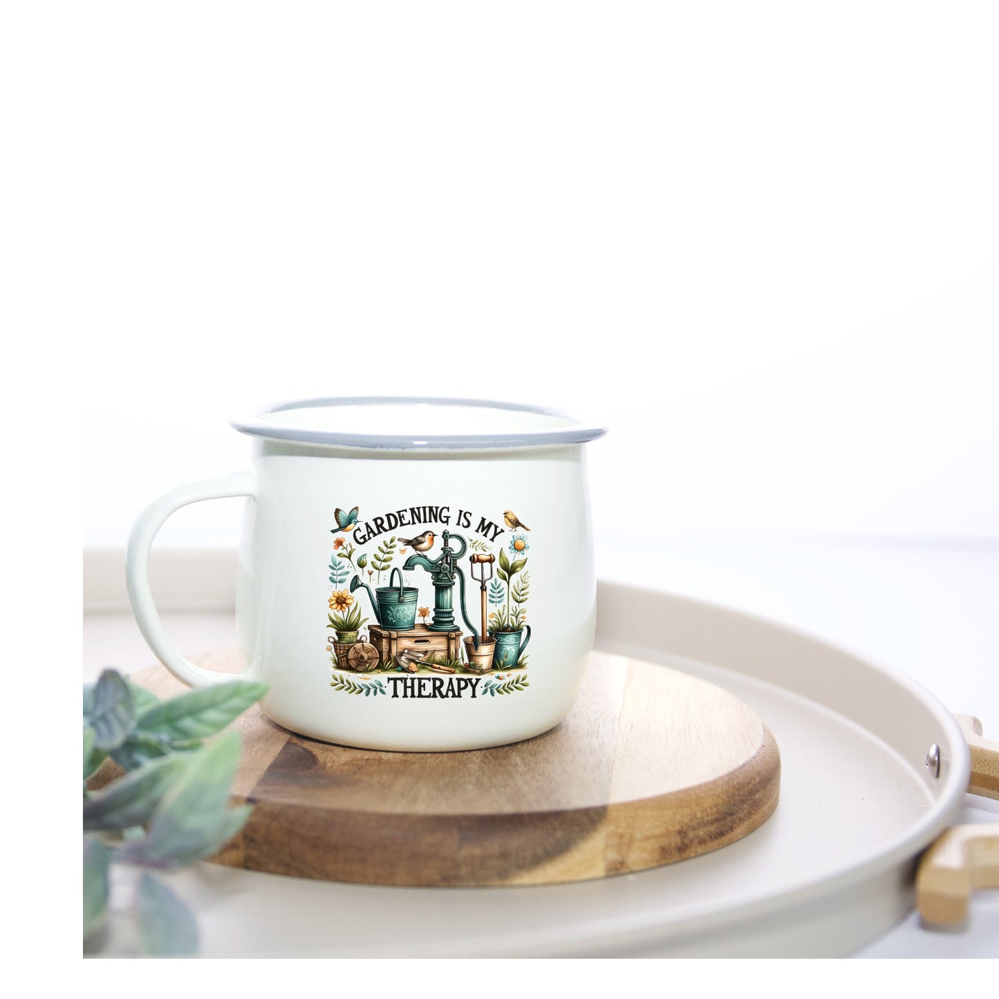 Gardening Enamel Belly Mug