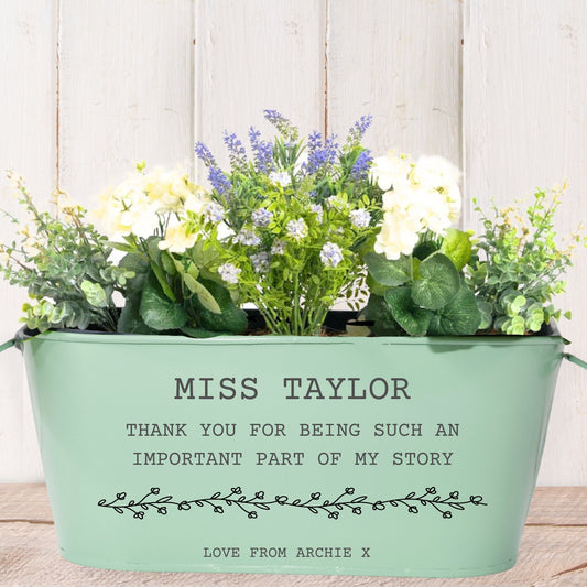 beautiful flower planter pot, flower pot for teachers, teach gift, personalised teacher gift, personalised gift for teacher, plant pot with flowers