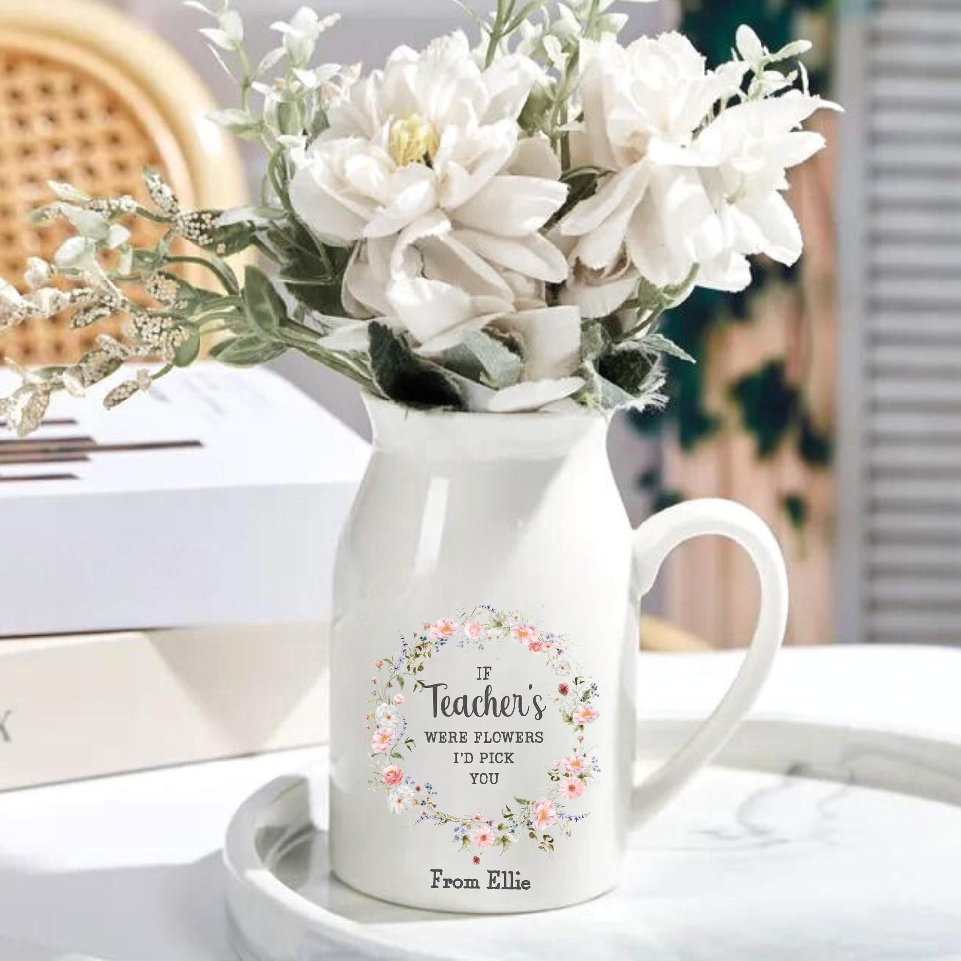 If Teachers were flowers I&#39;d pick you, teacher gift, thank you teacher gift, teacher vase, personalised teacher gift, flower vase, vase with beautiful flowers,